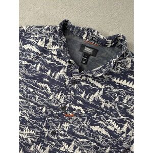 Alaskan Hardgear Duluth Mens XL Navy Mountain Print Short Sleeve Button Up Shirt